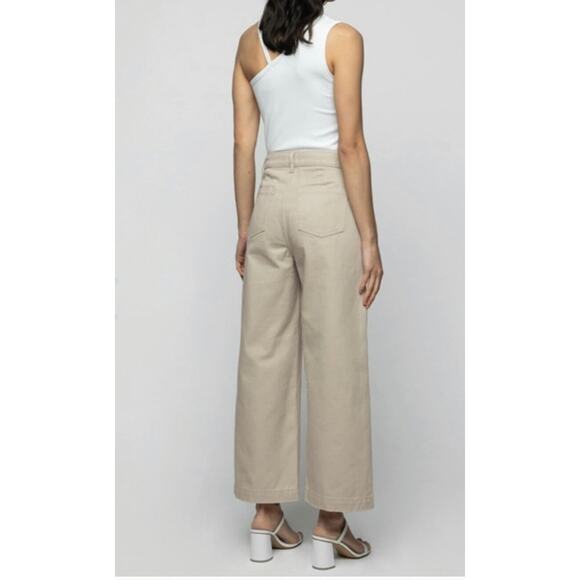 Oak + Fort High Waist Wide Leg Denim Cropped Jeans in‎ Cream Womens Size 2 - Picture 2 of 10